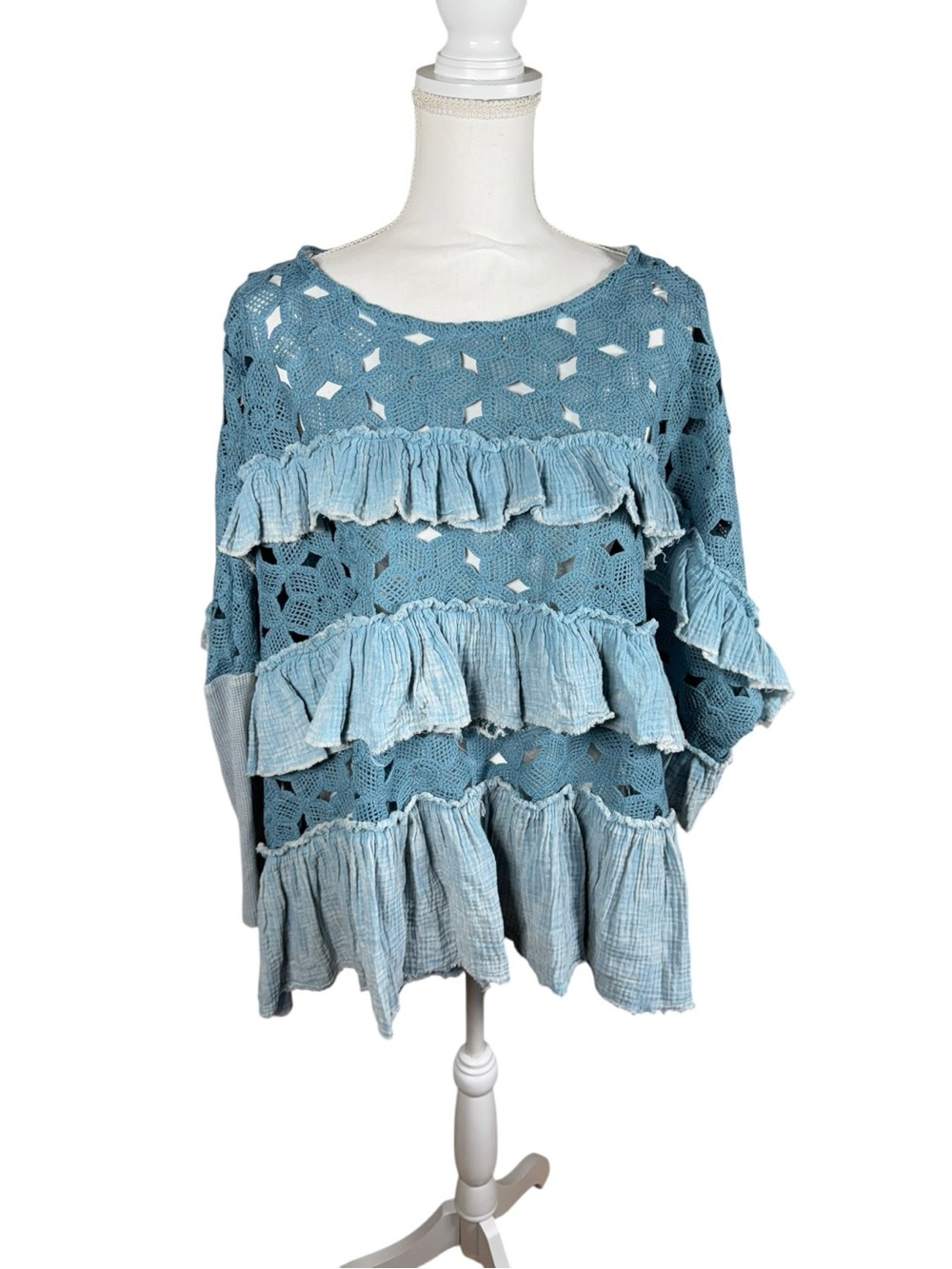 Oli & Hali Crochet Ruffle‎ Boho Sweater